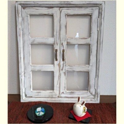 エイジングアンティーク調 フェイク窓オブジェ 透明ガラス調[161P30]