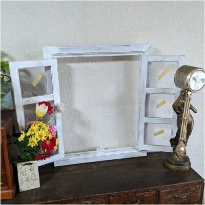 エイジングアンティーク調 フェイク窓オブジェ 透明ガラス調[161P30]