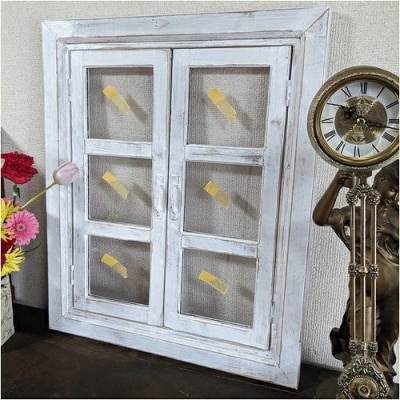 フェイク窓オブジェ 透明ガラス調　本体と自立固定用スタンドセット(本体+オプション)[161P31]