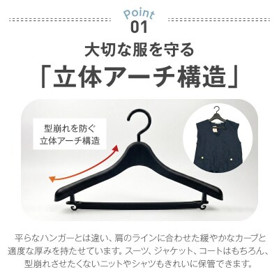 型崩れ防止 立体プラスチックハンガー(バー&フック付)　50本セット 日本製[148G05]