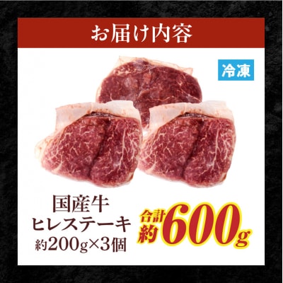 【食肉総合卸 丸正】国産牛ヒレステーキ 600g 愛知県産美浜の塩味 [153M18]