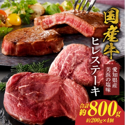【食肉総合卸 丸正】国産牛ヒレステーキ 800g 愛知県産美浜の塩味 [153M19]