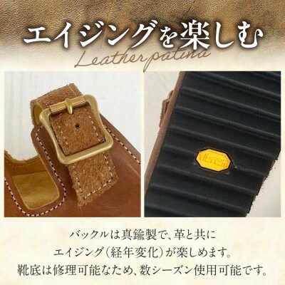 ハンドメイドフッドベッドサンダル　カーキ　ビルケンソール　24.5cm[212M01-29]