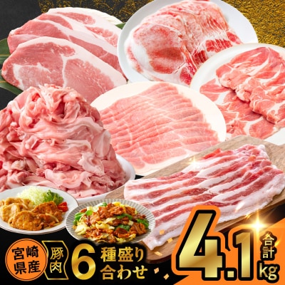 宮崎県産豚肉6種盛り合わせセット(合計4.1kg) 肉 豚 豚肉 おかず 国産_T030-204