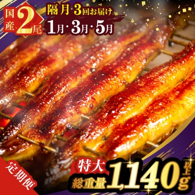 先行予約≪隔月定期便全3回≫うなぎ蒲焼特大2尾(総重量1140g以上) _T026-0073