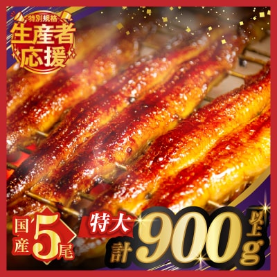生産者応援!!うなぎ蒲焼5尾(さんしょう・たれ付き)計900g以上_T026-0031-ZO2