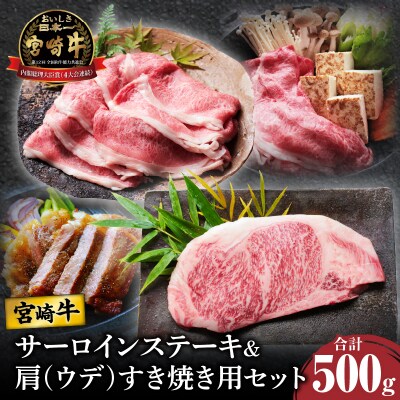 宮崎牛サーロインステーキ&肩(ウデ)すき焼き用セット_T009-0031