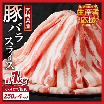 生産者応援!【期間・数量限定特別規格】宮崎県産豚バラスライス計1kg_T009-0111-ZO