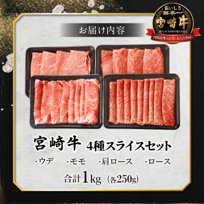 【10月1日より寄附額改定】宮崎牛4種スライスセット(合計1kg) _T030-084