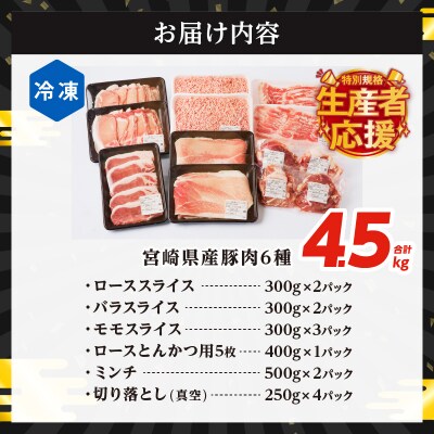 生産者応援!!宮崎県産豚肉6種＼てげスゲーセット/合計4.5kg_T009-0121-ZO