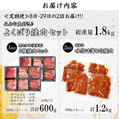 ≪定期便≫＼1か月に2回お届け!!/よくばり焼肉セット【総重量1.8kg】_T030-163