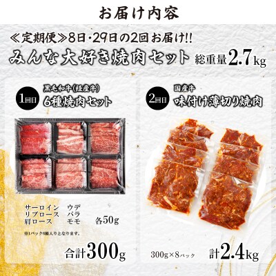≪定期便≫＼1か月に2回お届け!!/焼肉セット【総重量2.7kg】_T030-162