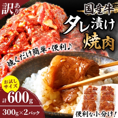 10/1寄附額改定≪訳あり≫国産牛味付け薄切り焼肉(計600g)お試し用 肉_T030-097