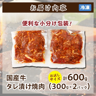 10/1寄附額改定≪訳あり≫国産牛味付け薄切り焼肉(計600g)お試し用 肉_T030-097