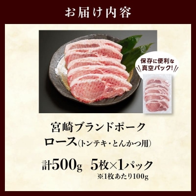 ≪宮崎ブランドポーク≫ロース(トンテキ・とんかつ用)計500g 豚 豚肉 国産_T023-0101