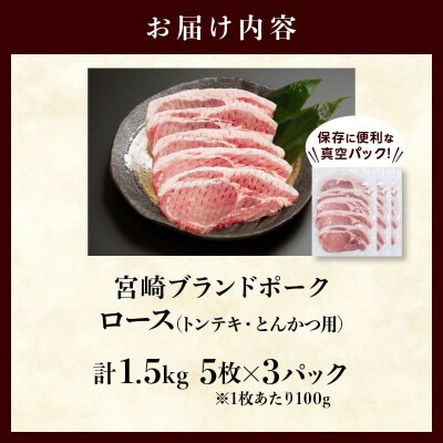 ≪宮崎ブランドポーク≫ロース(トンテキ・とんかつ用)計1.5kg_T023-0121