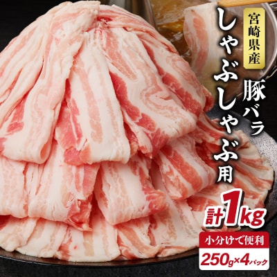 宮崎県産豚バラしゃぶしゃぶ用(計1kg) 肉 豚_T009-0133