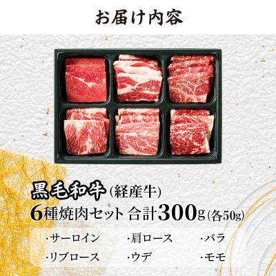 生産者応援≪訳あり≫黒毛和牛(経産牛)6種焼肉セット(合計300g) 肉 牛_T030-1193