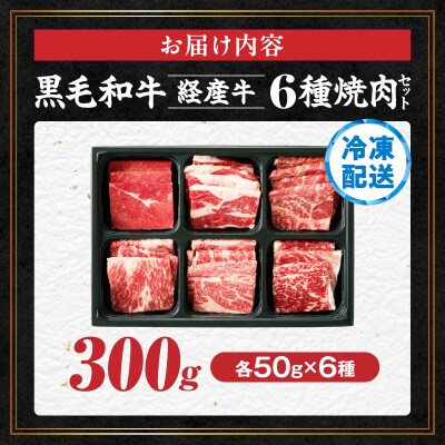 生産者応援≪訳あり≫黒毛和牛(経産牛)6種焼肉セット(合計300g) 肉 牛_T030-1193