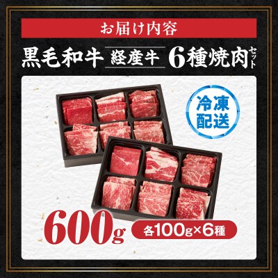 生産者応援≪訳あり≫黒毛和牛(経産牛)6種焼肉セット(合計600g) 肉 牛_T030-1203