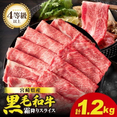 生産者応援≪4等級以上≫宮崎県産黒毛和牛霜降り肩ローススライス(計1.2kg)_T030-1913