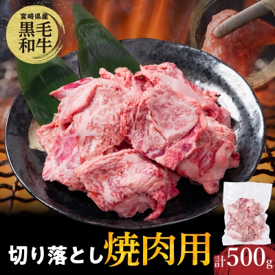 【2週間以内発送】宮崎県産黒毛和牛切り落とし(焼肉用)計500g 牛 牛肉 国産_T023-0161