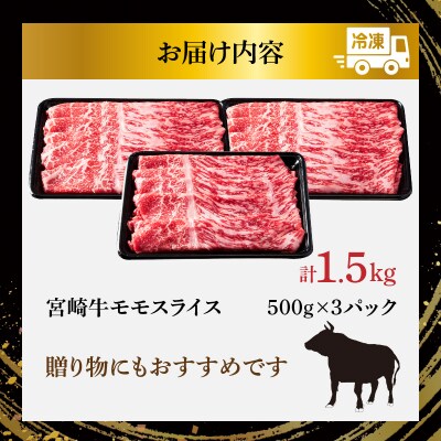 宮崎牛モモスライス(すき焼き用)計1.5kg 肉_T009-0222