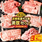 ≪3か月お楽しみ定期便≫宮崎県産牛&豚の満腹セット(総重量3.5kg) 肉 牛_T030-185
