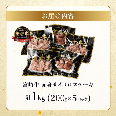 宮崎牛赤身サイコロステーキ(計1kg) 肉 牛 牛肉 国産_T009-0272