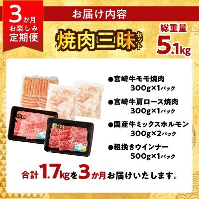 ≪3か月定期便≫ミヤチク焼肉三昧セット(総重量5.1kg)_T030-137