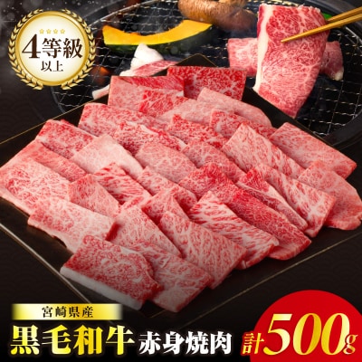 ≪肉質等級4等級以上≫宮崎県産黒毛和牛赤身焼肉(計500g) 肉 牛 牛肉 国産_T030-0923