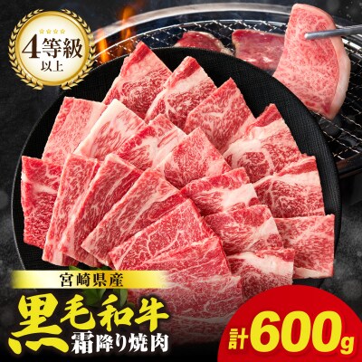 生産者応援≪4等級以上≫宮崎県産黒毛和牛霜降り肩ロース(焼肉)計600g_T030-1933