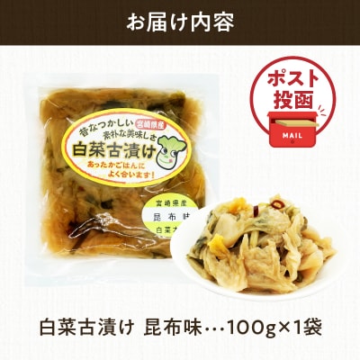 ＼ポスト投函/白菜古漬け(昆布味) 計1袋 (100g) 漬物 おかず 野菜_T025-023