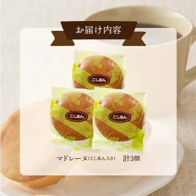 【2週間以内発送】老舗菓子舗のマドレーヌ(こしあん入り) 「計3個・個包装」_T035-011