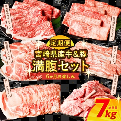 ≪6か月お楽しみ定期便≫宮崎県産牛&豚の満腹セット(総重量7kg) 肉 牛 牛肉_T030-1863