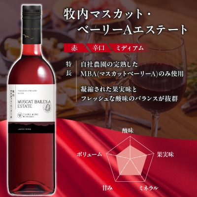 【数量限定】牧内マスカット・ベーリーAエステート 2本セット ワイン 酒 国産_T014-056