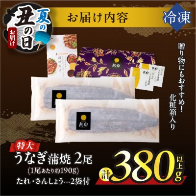 【夏の丑の日までにお届け!!】うなぎ蒲焼特大2尾(計380g以上)_T026-0061-US2