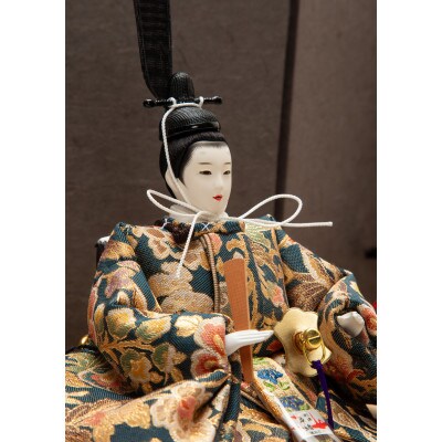 親王飾り 十一番 袋帯親王飾り 京十一番親王飾り「唐織袋帯：段菊水に椿文錦」【限定3作品