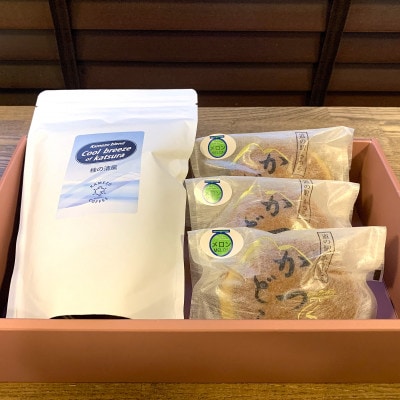 珈琲豆とかつどら3個【桂の清風/季節の果物】