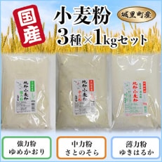 小麦粉　3種×1kgセット【茨城県城里産】　