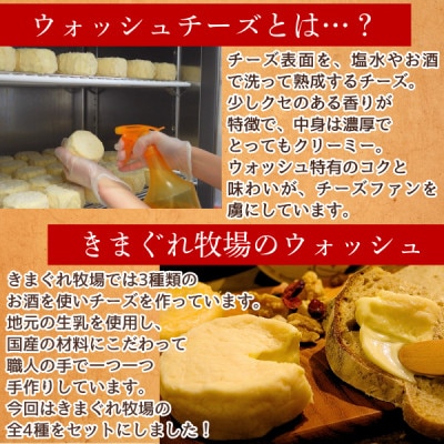 北海道産ナチュラルチーズ4種　きまぐれ牧場　ウォッシュチーズ　お酒に合うおつまみ、晩酌に