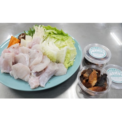 【年内・年末発送可】朝〆新鮮木梨ふぐのとらふぐぶつ切り・焼きヒレセット(3～4人前)[冷蔵]