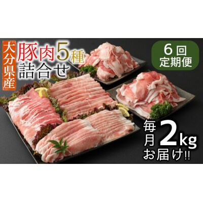 【6ヶ月定期便:2023年10月配送開始】小分けで便利♪大分県産 豚5種詰め合わせ(約2kg×6回)