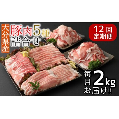 【12ヶ月定期便:2026年10月開始】小分けで便利♪大分県産 豚5種詰め合わせ(約2kg×12回)