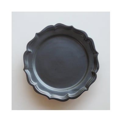 〔臼杵焼〕稜花リム皿(L)【黒・2枚セット】