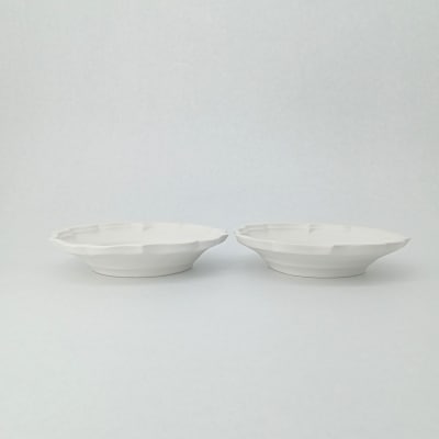 〔臼杵焼〕稜花リム皿(S)【白・2枚セット】