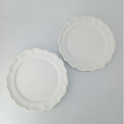 〔臼杵焼〕稜花リム皿(L)【白・2枚セット】