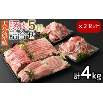 小分けされてるから便利♪大分県産 豚詰め合わせ5種(約4kg)