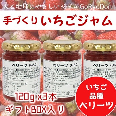 臼杵産ベリーツのジャム(120g)3本セット　ギフトボックス付き　いちご　苺