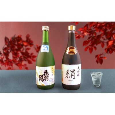 地酒飲みくらべセットA 大吟醸「絹」と純米吟醸「花羽陽出羽燦々」